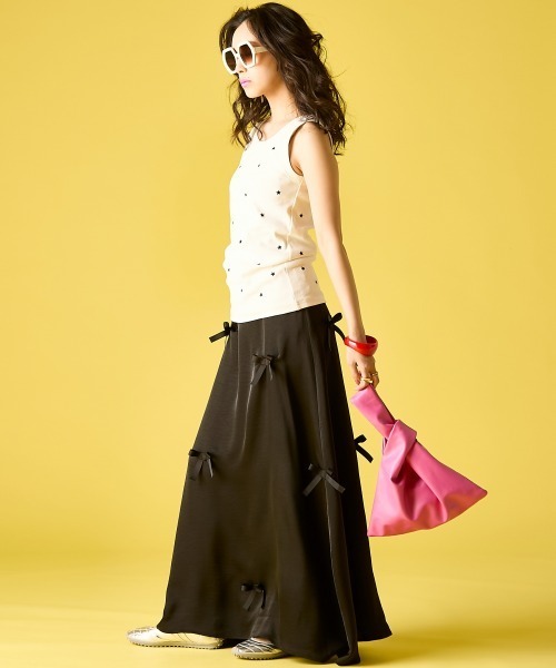 GEVS.（ジェイヴィス）の「星刺しゅうテレコタンクトップ＜大きいサイズ有＞GEVS.（キャミソール・レディース・オフホワイト/ブラック/ネイビー・M/L/LL/3L/4L/5L）」の7枚目の写真