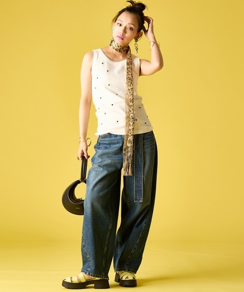 GEVS.（ジェイヴィス）の「星刺しゅうテレコタンクトップ＜大きいサイズ有＞GEVS.（キャミソール・レディース・オフホワイト/ブラック/ネイビー・M/L/LL/3L/4L/5L）」の11枚目の写真