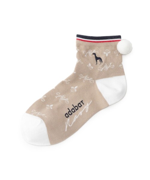 adabat（アダバット）の「【ADABAT NAVY】ポンポンショートソックス（ソックス/靴下・レディース・ライトグレー/ネイビー/ベージュ・00）」の2枚目の写真