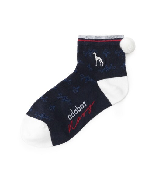 adabat（アダバット）の「【ADABAT NAVY】ポンポンショートソックス（ソックス/靴下・レディース・ライトグレー/ネイビー/ベージュ・00）」の3枚目の写真
