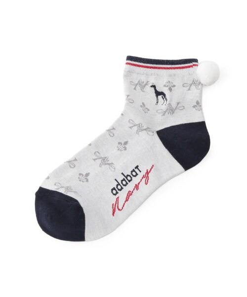 adabat（アダバット）の「【ADABAT NAVY】ポンポンショートソックス（ソックス/靴下・レディース・ライトグレー/ネイビー/ベージュ・00）」の4枚目の写真