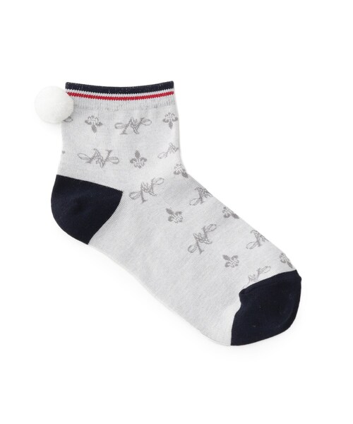 adabat（アダバット）の「【ADABAT NAVY】ポンポンショートソックス（ソックス/靴下・レディース・ライトグレー/ネイビー/ベージュ・00）」の5枚目の写真