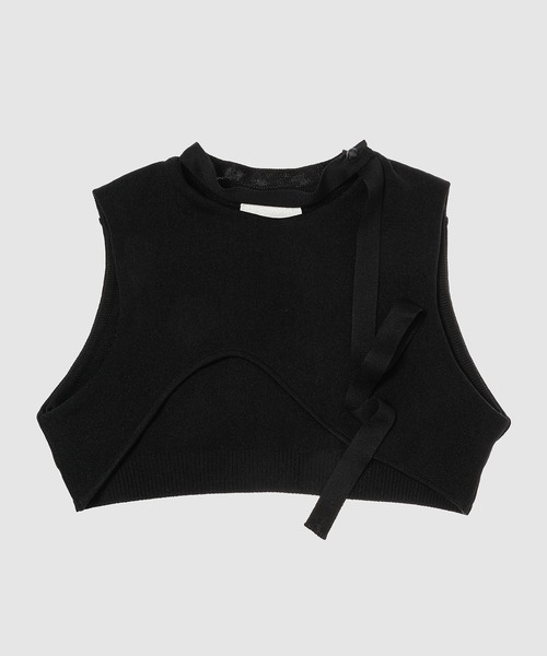 TAN(タン)の「CURVED HEM KNIT TOPS(ニット/セーター・レディース・ブラック/アイボリー・FREE)」の2枚目の写真