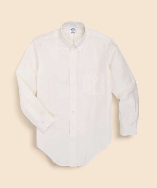 BROOKS BROTHERS(ブルックスブラザーズ)の「Makers シルク/リネン オックスフォード 6釦ドレスシャツ(ビジネスシャツ・メンズ・ホワイト・15-32/15 1/2-32/16 1/2-33/17-34)」の2枚目の写真