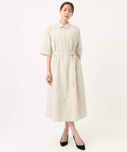 MK MICHEL KLEIN（エムケーミッシェルクラン）の「[UVカット/洗える]ハーフスリーブ シャツワンピース（ワンピース・レディース・ベージュ/ブラウン・38）」の14枚目の写真