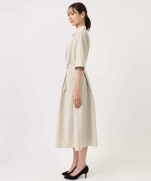 MK MICHEL KLEIN（エムケーミッシェルクラン）の「[UVカット/洗える]ハーフスリーブ シャツワンピース（ワンピース・レディース・ベージュ/ブラウン・38）」の15枚目の写真