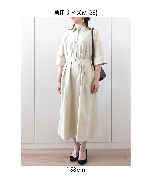 MK MICHEL KLEIN（エムケーミッシェルクラン）の「[UVカット/洗える]ハーフスリーブ シャツワンピース（ワンピース・レディース・ベージュ/ブラウン・38）」の3枚目の写真