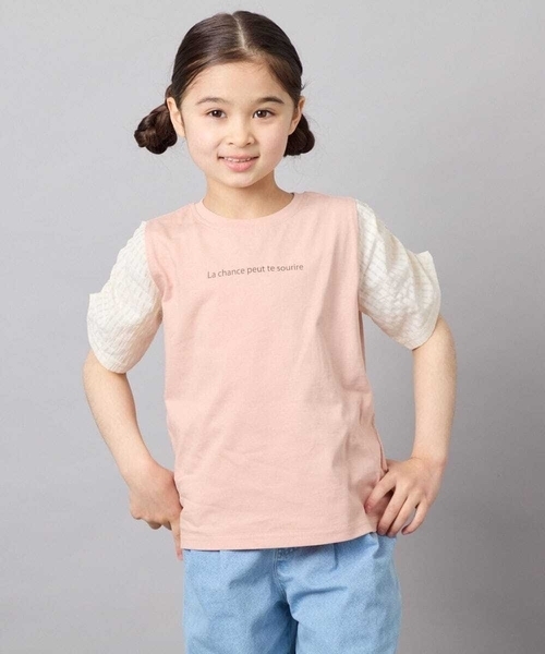 a.v.v（アーヴェヴェ）の「[110-160]【WEB限定】シアーギンガムスリーブTシャツ（Tシャツ/カットソー・キッズ・オレンジ/ダークインディゴブルー/ブラック・110/120/130/140/150/160）」の21枚目の写真