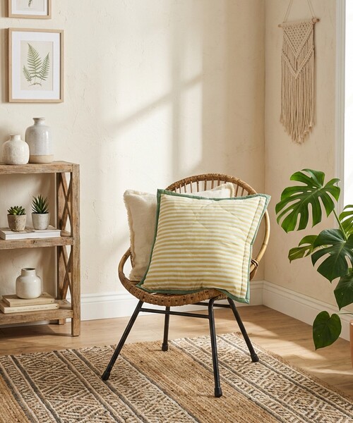 collex（コレックス）の「【26SS新色】ブロックプリント キルトクッションカバー 45×45（クッション/クッションカバー・レディース・イエロー/ブラウン・フリー）」の3枚目の写真