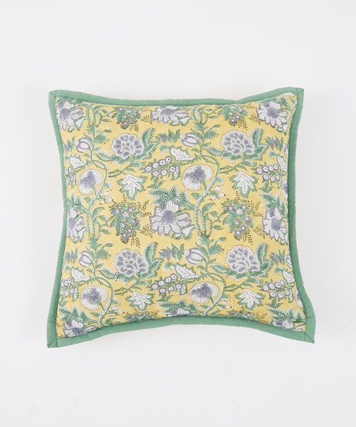 collex（コレックス）の「【26SS新色】ブロックプリント キルトクッションカバー 45×45（クッション/クッションカバー・レディース・イエロー/ブラウン・フリー）」の5枚目の写真