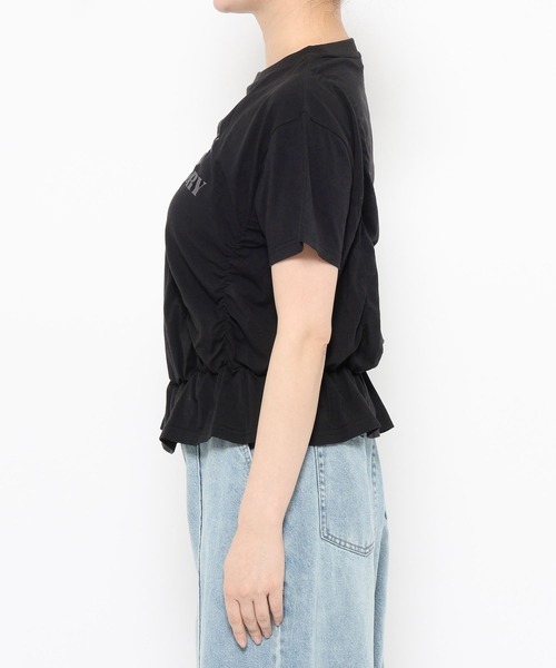 LOWRYS FARM(ローリーズファーム)の「シャーリングプリントTEE 668086(Tシャツ/カットソー・レディース・ホワイト/ブラウン/ブラック・FREE)」の5枚目の写真