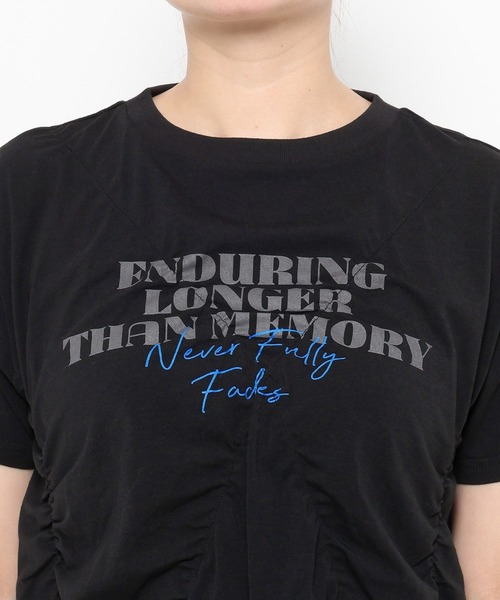 LOWRYS FARM(ローリーズファーム)の「シャーリングプリントTEE 668086(Tシャツ/カットソー・レディース・ホワイト/ブラウン/ブラック・FREE)」の7枚目の写真