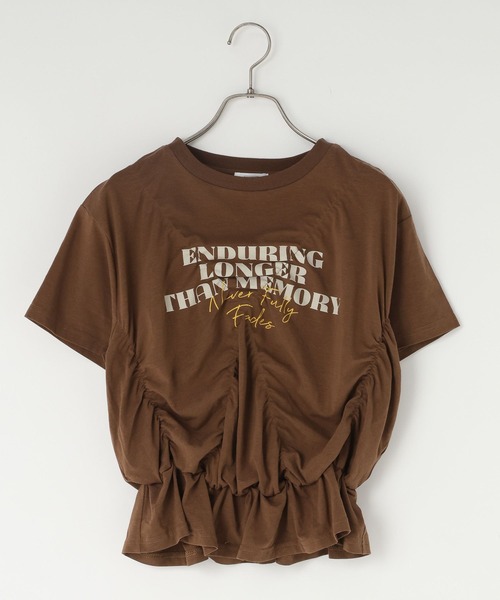LOWRYS FARM(ローリーズファーム)の「シャーリングプリントTEE 668086(Tシャツ/カットソー・レディース・ホワイト/ブラウン/ブラック・FREE)」の18枚目の写真