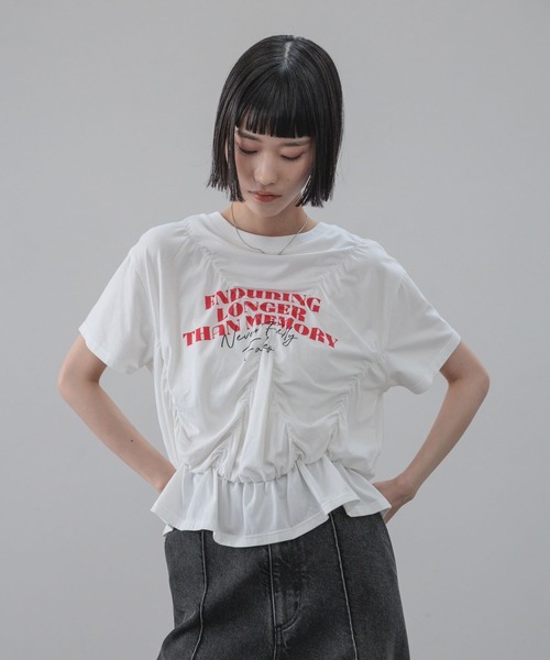 LOWRYS FARM(ローリーズファーム)の「シャーリングプリントTEE 668086(Tシャツ/カットソー・レディース・ホワイト/ブラウン/ブラック・FREE)」の19枚目の写真
