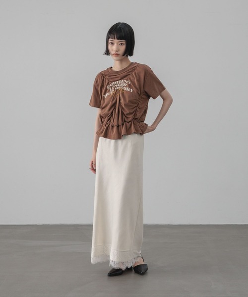 LOWRYS FARM(ローリーズファーム)の「シャーリングプリントTEE 668086(Tシャツ/カットソー・レディース・ホワイト/ブラウン/ブラック・FREE)」の20枚目の写真