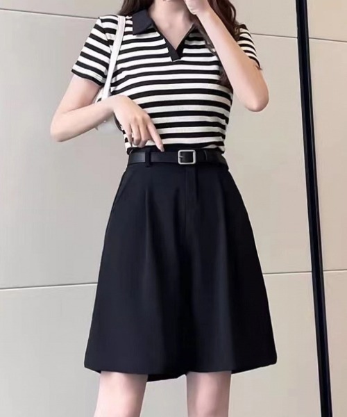mielu（ミエル）の「タックハーフパンツ（その他パンツ・レディース・ベージュ/ブラック・LARGE/MEDIUM）」の3枚目の写真