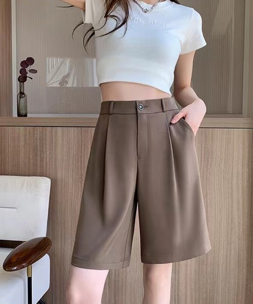 mielu（ミエル）の「タックハーフパンツ（その他パンツ・レディース・ベージュ/ブラック・LARGE/MEDIUM）」の11枚目の写真
