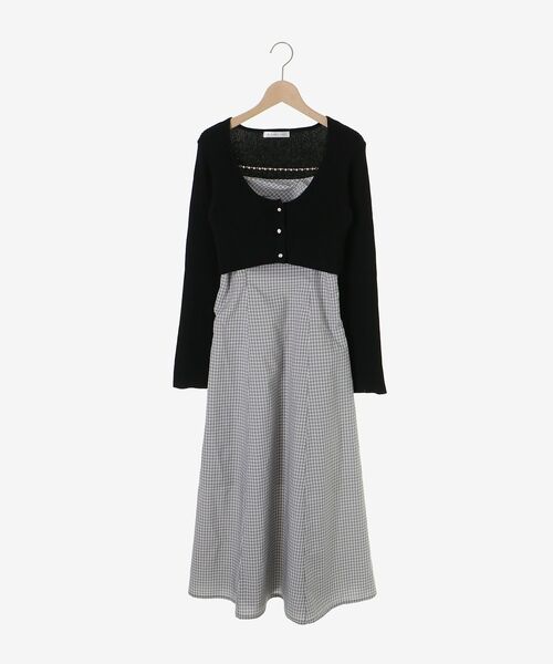MAJESTIC LEGON(マジェスティックレゴン)の「カーデセットチェーン付きキャミワンピ(ワンピース・レディース・ホワイト系その他2/ブラック系その他・MEDIUM)」の3枚目の写真