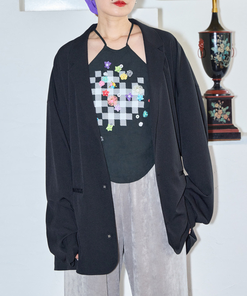 CITYSHOP（シティーショップ）の「OVER ジャケット（テーラードジャケット・レディース・ブラック/ピンク・FREE）」の3枚目の写真