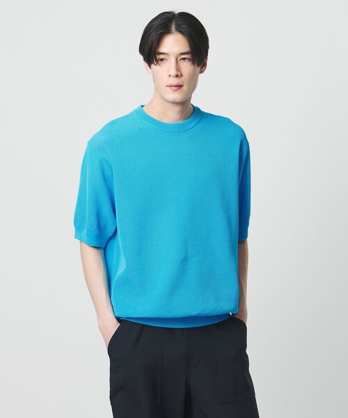 UNITED ARROWS（ユナイテッドアローズ）の「シャーリーカーン バーズアイ ショートスリーブ クルーネック ニットTシャツ（Tシャツ/カットソー・メンズ・ネイビー/グレー系/ターコイズブルー系/モカ・XL/L/M/S）」の4枚目の写真