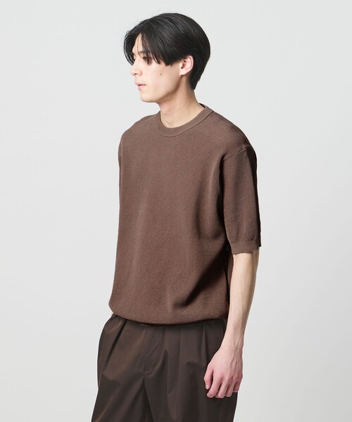 UNITED ARROWS（ユナイテッドアローズ）の「シャーリーカーン バーズアイ ショートスリーブ クルーネック ニットTシャツ（Tシャツ/カットソー・メンズ・ネイビー/グレー系/ターコイズブルー系/モカ・XL/L/M/S）」の2枚目の写真