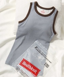 healthknit(ヘルスニット)Tunbular Rib Tanktop/丸胴リブ カップ付きタンクトップ/ボーダー/ノースリーブ インナー