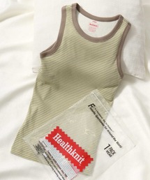 healthknit（ヘルスニット）Tunbular Rib Tanktop/丸胴リブ カップ付きタンクトップ/ボーダー/ノースリーブ インナー