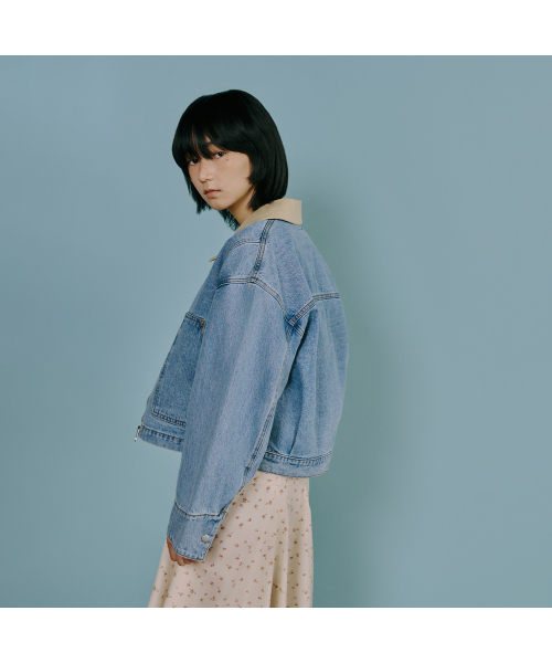 LAP(ラップ)の「配色カラー切替デニムジップアップ AS1DZ261(デニムジャケット・レディース・ライトインディゴブルー・FREE)」の4枚目の写真