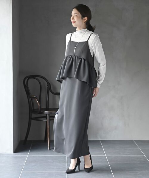 rps（アールピーエス）の「カットジョーゼットドッキング風ワンピース（ワンピース・レディース・ブラック・フリー）」の2枚目の写真