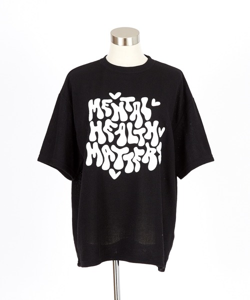 a.p.o.v.（エーピーオービー）の「a.p.o.v. ポップアートロゴメッセージサマーニットオーバーサイズTシャツ（Tシャツ/カットソー・メンズ・ネイビー/ホワイト/ブラック・ONESIZE）」の11枚目の写真