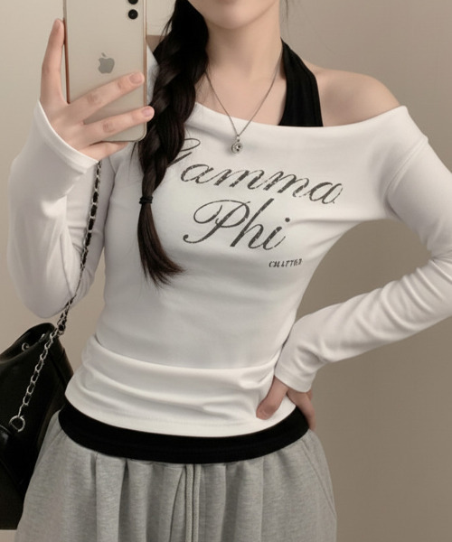 VIVID LADY(ビビッドレディー)の「ホルターネックドッキング ドレープトップス(Tシャツ/カットソー・レディース・ネイビー/チャコールグレー/ホワイト・FREE)」の8枚目の写真