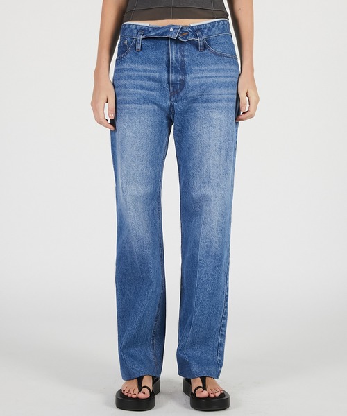 PRANK PROJECT（プランクプロジェクト）の「【2026Summer Pre-Order】クリースストレートジーンズ / Crease Straight Jeans（デニムパンツ・レディース・ブルー/ブラック・36/38）」の13枚目の写真