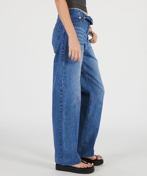 PRANK PROJECT（プランクプロジェクト）の「【2026Summer Pre-Order】クリースストレートジーンズ / Crease Straight Jeans（デニムパンツ・レディース・ブルー/ブラック・36/38）」の16枚目の写真