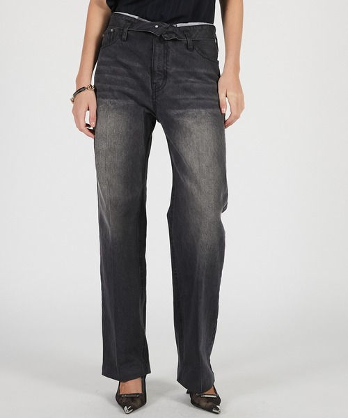 PRANK PROJECT（プランクプロジェクト）の「【2026Summer Pre-Order】クリースストレートジーンズ / Crease Straight Jeans（デニムパンツ・レディース・ブルー/ブラック・36/38）」の9枚目の写真