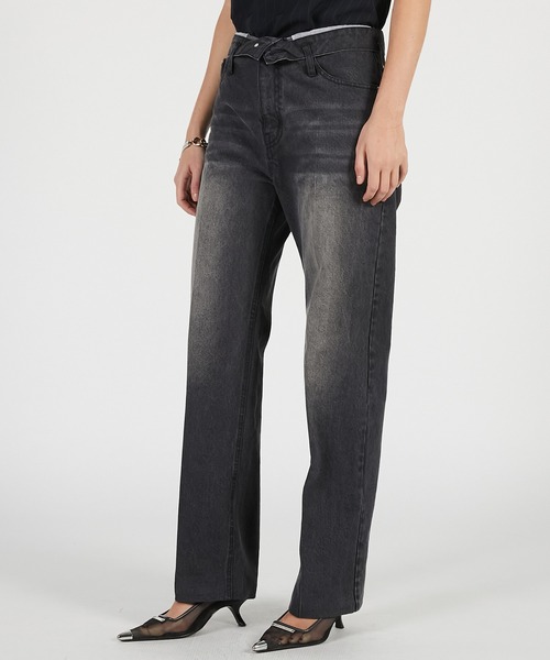 PRANK PROJECT（プランクプロジェクト）の「【2026Summer Pre-Order】クリースストレートジーンズ / Crease Straight Jeans（デニムパンツ・レディース・ブルー/ブラック・36/38）」の10枚目の写真