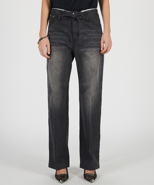PRANK PROJECT（プランクプロジェクト）の「【2026Summer Pre-Order】クリースストレートジーンズ / Crease Straight Jeans（デニムパンツ・レディース・ブルー/ブラック・36/38）」の3枚目の写真