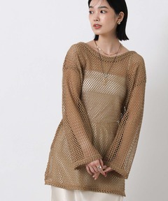 UNISEX》Prime-Over Mesh Short Sleeve Skipper Knit Pullover