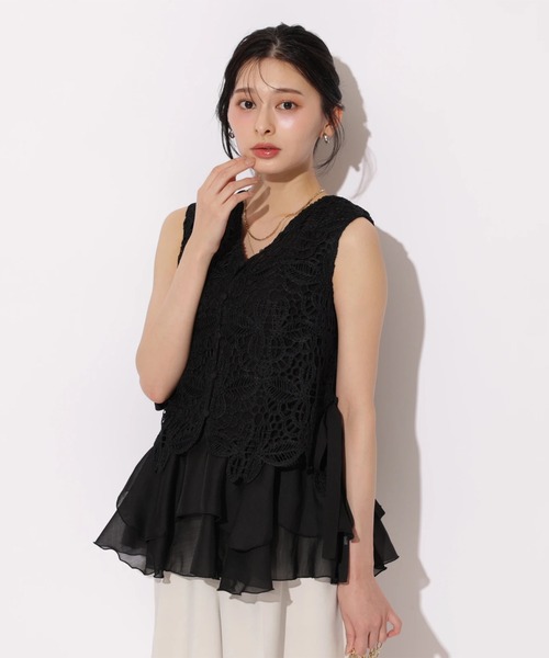 Apuweiser-riche（アプワイザーリッシェ）の「２ＷＡＹバテンレースブラウス（シャツ/ブラウス・レディース・ホワイト/ピンクベージュ/ブラック/ブラウン・2/1）」の8枚目の写真