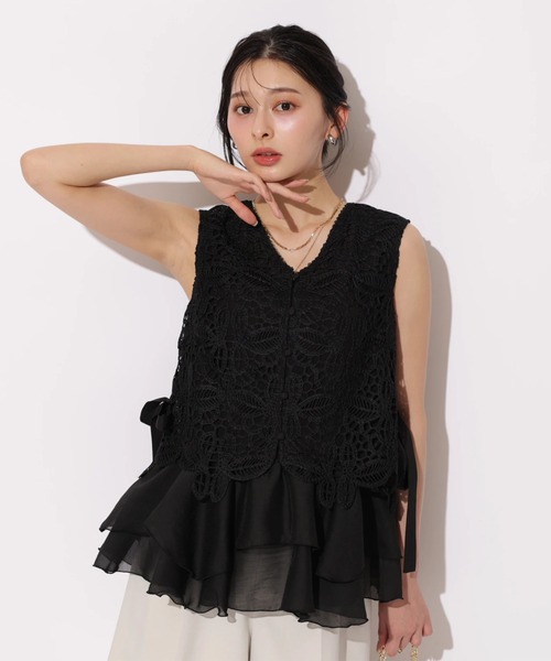 Apuweiser-riche（アプワイザーリッシェ）の「２ＷＡＹバテンレースブラウス（シャツ/ブラウス・レディース・ホワイト/ピンクベージュ/ブラック/ブラウン・2/1）」の9枚目の写真