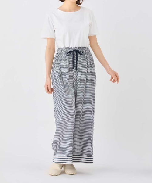 KID BLUE(キッドブルー)の「キッドブルー -26コンビボーダー天竺 -くるぶし丈ボトムス -KRDP554 -kidblue(その他パンツ・レディース・ネイビー/アイボリー・M)」の4枚目の写真