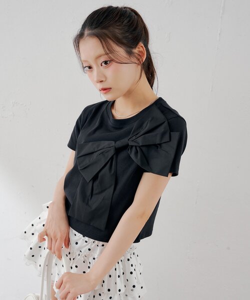 Chico(チコ)の「リボンデザインチビT(Tシャツ/カットソー・レディース・ホワイト系その他/ピンク/ホワイト/ブラック/ブラック系その他2・FREE)」の7枚目の写真