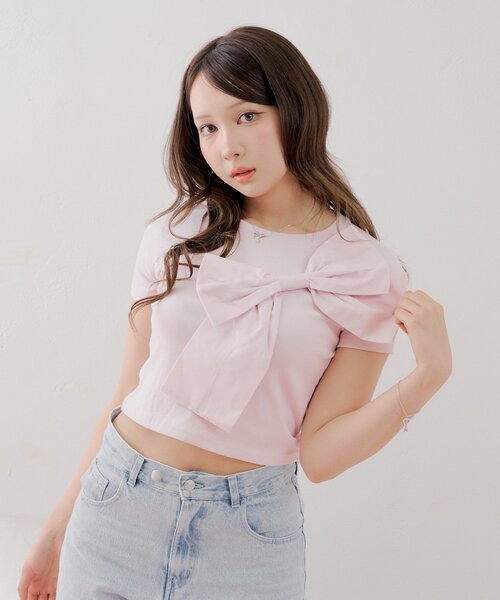 Chico(チコ)の「リボンデザインチビT(Tシャツ/カットソー・レディース・ホワイト系その他/ピンク/ホワイト/ブラック/ブラック系その他2・FREE)」の17枚目の写真