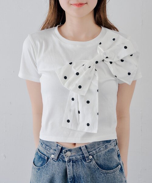 Chico(チコ)の「リボンデザインチビT(Tシャツ/カットソー・レディース・ホワイト系その他/ピンク/ホワイト/ブラック/ブラック系その他2・FREE)」の18枚目の写真