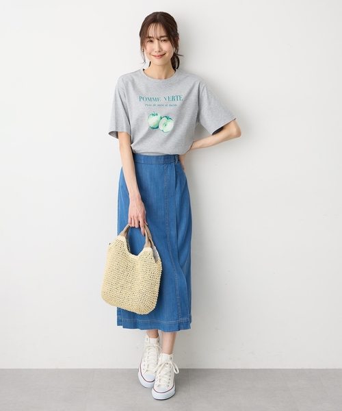 Petit Honfleur(プチオンフルール)の「フルーツプリントTシャツ【オーガニックコットンブレンド・接触冷感・UVカット】(Tシャツ/カットソー・レディース・ピンク/ネイビー/グレー・M/L)」の12枚目の写真