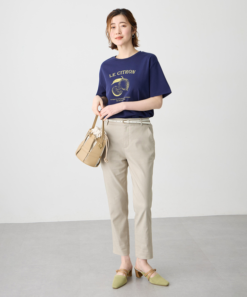 Petit Honfleur(プチオンフルール)の「フルーツプリントTシャツ【オーガニックコットンブレンド・接触冷感・UVカット】(Tシャツ/カットソー・レディース・ピンク/ネイビー/グレー・M/L)」の13枚目の写真