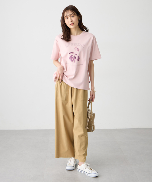 Petit Honfleur(プチオンフルール)の「フルーツプリントTシャツ【オーガニックコットンブレンド・接触冷感・UVカット】(Tシャツ/カットソー・レディース・ピンク/ネイビー/グレー・M/L)」の15枚目の写真