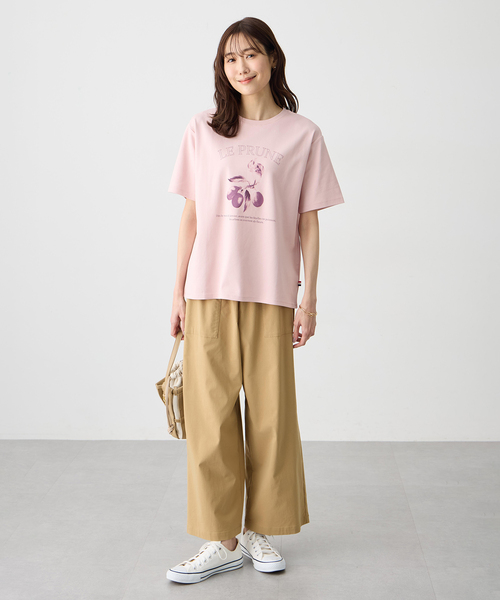 Petit Honfleur(プチオンフルール)の「フルーツプリントTシャツ【オーガニックコットンブレンド・接触冷感・UVカット】(Tシャツ/カットソー・レディース・ピンク/ネイビー/グレー・M/L)」の16枚目の写真