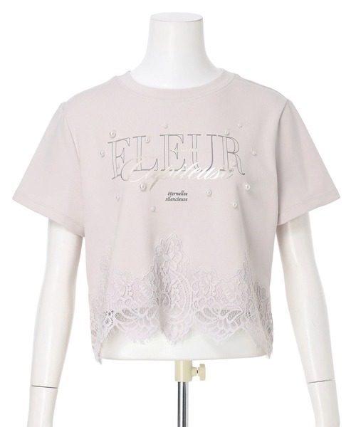 Rirandture(リランドチュール)の「レースヘムロゴプリントTシャツ(Tシャツ/カットソー・レディース・ライトイエロー/オフホワイト/ピンク/チャコールグレー/ライトピンク・2)」の5枚目の写真