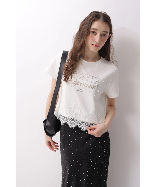 Rirandture（リランドチュール）の「レースヘムロゴプリントＴシャツ（Tシャツ/カットソー・レディース・ライトイエロー/オフホワイト/ピンク/チャコールグレー・2）」の17枚目の写真