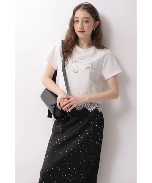 Rirandture（リランドチュール）の「レースヘムロゴプリントＴシャツ（Tシャツ/カットソー・レディース・ライトイエロー/オフホワイト/ピンク/チャコールグレー・2）」の18枚目の写真